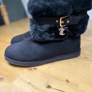 Juicy Couture Black Fur Winter Boots